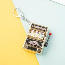 다꾸 문구덕후 미니 과일 기계 키 체인 에뮬레이트 게임 현금 골드 실버 콘솔 벨 자동차 선물 열쇠 고리, 02 Gold