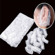 GT1세트 헤어캡 이어캡 비닐 미용실 염색용 100개 일회용 귀커버 귀마개, 이어캡 100매(투명)