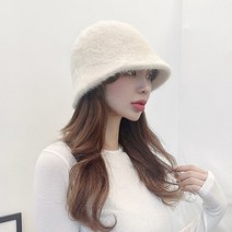 VANANA2 뽀송 리얼 앙고라퍼 다운챙 데일리 벙거지 버킷햇