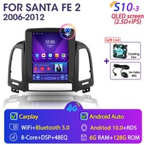 자동차 관련제품 Srnubi-안드로이드 11.0 자동차 라디오 현대 싼타페 2 2006-2012 용 멀티미디어 비디오 2, 13 S10-3 MIC-Fan