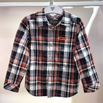 셀러허브 1 게스키즈 NC12 오렌지 체크 셔츠 봄 가을 체크남방 G21KBB020