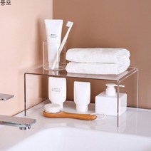 투명 아크릴 ㄷ자 테이블 다용도 수납 선반 주방 싱크대 상부장 하부장 책상 냉장고 정리대 다용도 다목적, 가로 30cm 세로 18cm 높이 10cm
