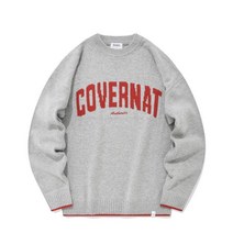 커버낫 [Covernat] 아치 로고 크루넥 니트 멜란지 그레이