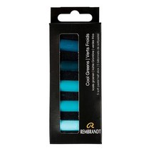 Rembrandt 소프트 파스텔 마이크로 세트 5피스 하프 스틱 번트 시에나, 5 Half Sticks in Micro Set, Cool Greens, Cool Greens