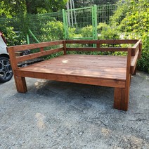 [테이블쉼터] 야외용 평상 1800x2040 ㄷ자난간포함 더쉬운조립평상 더저렴해진난간평상, 살구색