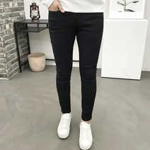 용된다 남자 슬림핏 데일리 스판 기본 블랙진