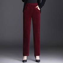 코르덴 엄마 여성 트렌드 와이드 루즈핏 일자통바지 미드 노년 핏아우터 스판 골덴 긴바지 3970313947