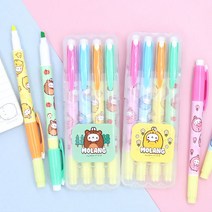 몰랑 더블 양면 형광펜 세트(랜덤발송)야광펜 다꾸펜, 단품