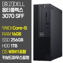 델 슬림 데스크탑 PC 옵티플렉스 3070 SFF 9세대 Core-i5 RAM 16GB NVMe SSD 256GB ~ 1TB 탑재 HDD 1TB 윈도우11 설치 중고 컴퓨터, 01.Core-i5/16GB/256GB+1TB