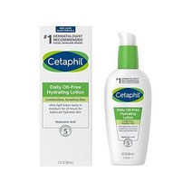 CETAPHIL 데일리 하이드레이팅 로션 히알루론산 함유 3 액량 온스 24시간 동안 지속되는 수분 공급 복합성 피부용 무향 논코메도제닉 피부과 전문의 추천 브랜드, Oil Free Lotion