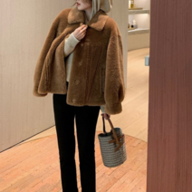 론데즈 스윗 리얼 양털 모피 후리스 자켓 테디베어 숏 코트