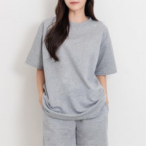 라운드넥 여성 베이직 빅사이즈 반팔 티셔츠 50대엄마옷 베이지반바지 아줌마옷 여성면반바지 기본반바지