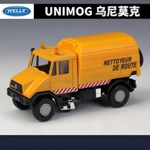 벤츠 트럭 Welly 1:43 유니목 소방 합금 자동차 모델 다이캐스트 금속 자동차 모델 높은 시뮬레이션, 도로 청소부