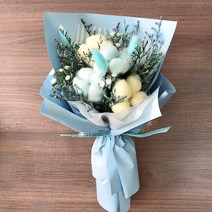 천사로즈 프리저브드 목화꽃다발, 프리저브드 목화_블루