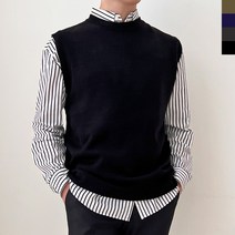 정장 캐주얼 심플코디 남성 레이어드 라운드 니트조끼