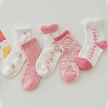 슈가앤 여아용 하트플라워 5켤레 패션 양말세트