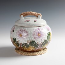 분청 투톤 목단 잡곡단지 5kg 소금단지 현관 소금항아리