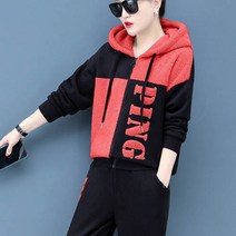 가바바 여성 겨울 기모트레이닝복세트 보기만해도 따뜻할거 같은 양털 패턴 후드집업 투피스 긴팔트레이닝복세트 G40832
