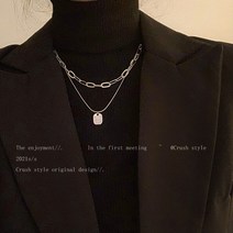 가볍고 미니멀한 디자인 스퀘어 목걸이 여성 트렌드 가을 겨울 골드 장식 고급 스웨터 체인 이중 레이어드 액세서리 선물