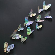 아이방 집꾸미기 포인트 12Pcs 3D 나비 벽 스티커 업 보라색 파란색 거실 냉장고 장식 소품 DIY 아트 벽화 룸, [01] Colorful-Style A