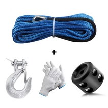 견인로프 화물차용품 등산로프 견인바 4 Pcs 7000LBs 윈치 라인 케이블 로프 6mm x 15m 견인 후크 스토퍼 고무 ATV SUV UTV 트럭 오프로드 액세서리, 03 Blue Silver Black