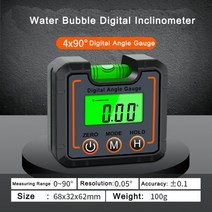 360 학위 디지털 각도기 강마그네틱베이스 미니 경사계 파인더 LCD 백라이트 전자 레벨 미터, 02 Water Bubble Type