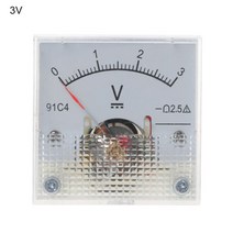 파워미터 91C4 DC 전압계 아날로그 패널 전압계 기계식 포인터 유형 3/5/10/15/20/30/50/100/150/250V LX0C, 04 0-20v
