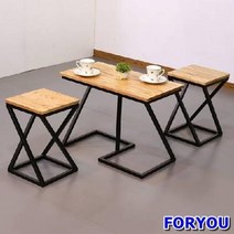 Foryou755 심플라인 참죽 원목 테이블 의자 세트 미니 티 거실 다용도, 블랙, 상세페이지 참조