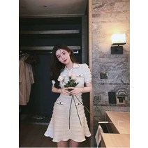 수입 봄 여름 하객 플리츠 원피스 플레어 청순 카라넥 한지민 미니 원피스 하이퀄리티