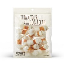 더주스 Think your dog teeth 딩고 소가죽 강아지 껌 소 15p, 치킨우유껌, 4개입