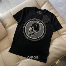YAPOGI 인터넷 유럽 역 2022 새로운 독일 PP 반팔 티셔츠 남성과 여성 핫 다이아몬드 캐주얼 해골 패션 브랜드 인터넷 연예인 커플 YAPOGI
