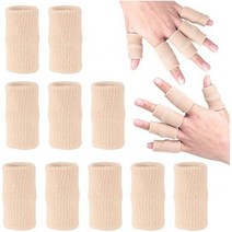 ZEPOHCK 10 Pcs Finger Sleeve Brace Split Protector for Support Compression Protection Basketball Ten, 베이지