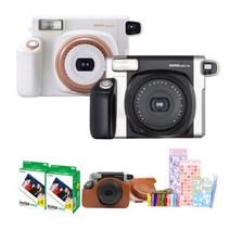 인스탁스 와이드300 폴라로이드+전용가방+필름40장+선물SET, 블랙+필름40장+선물SET, 가죽케이스[브라운]