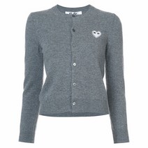 23SS 꼼데가르송플레이 여성 화이트 하트 와펜 울 가디건 그레이 P1N061 3 STK