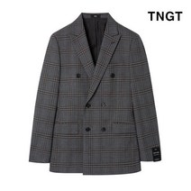 TNGT 남성용 더블 뉴트로 체크 울혼방 수트 자켓 TGSJ0D132G2