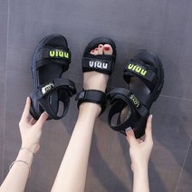 스타 여성용 통굽 벨크로 샌들