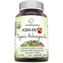어메이징인디아 KSM-66 아슈와간다 500mg 타블렛, 120개입, 1개