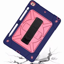 보조배터리 IPad 9th 8th 7th 10 2 10.2 A2197 A2429 A2603 어깨 스트랩 태블릿 TPU 실리콘 PC 스탠드 Fundas, [09] navy blue rose red