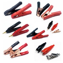 악어클립 악어집게 테스트 리드봉 케이블 연결 어스집게 전기 테스터 동클립, 21, 빨강