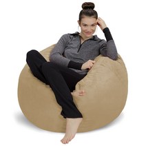 [일본 정규 수입품] 소파 삭 (Sofa Sack) 울트라 소프트 Ultra Soft 비즈 쿠션 카멜 마이크로 스웨이드 커버 첨부 플러시 메모리 폼 91 cm