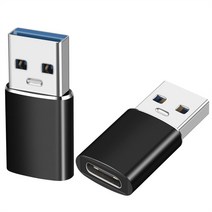 1+1 메탈 알루미늄 USB C타입 to USB-A 3.2 10Gbps Type-C 변환젠더 2P, 블랙1+1