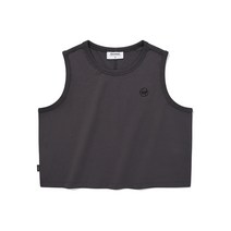 [정품인증] 235585 우먼 크롭 클로버하트 슬리브리스 차콜