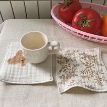 면거즈 패브릭컵받침 순면 코스터 upcycling, 플레르보라10*10