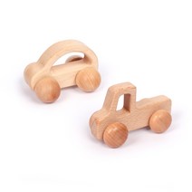퍼닐드 아기 미니 원목자동차 장난감 우드자동차 2종세트, 세트C-A타입(내추럴)+E타입(라이트우드)