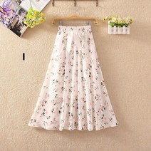 셀럽당 여성 시폰 꽃 주름 스커트 고무줄 허리 a라인스커트