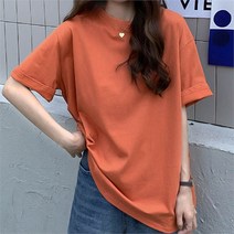 오노마 오노마 ONM 여성 기본티 이너 반팔티 레이어드 티셔츠 오렌지색 (8947112)