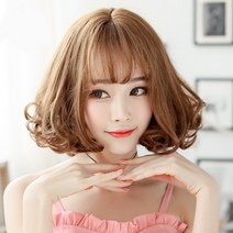 러블리 단발 웨이브 통가발 3color, 자연블랙