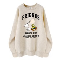 스누피 정품 남녀공용 오버핏 캐릭터 라운드 맨투맨 빅사이즈 데일리 티 루즈핏 커플 티셔츠 남자 여성 롱티 단체티 단짝친구