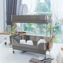 [바보사랑] 식기건조대 물빠짐 2단 원룸식기건조대 식기보관함 설겆이선반 도마걸이, 상세 설명 참조, 상세 설명 참조