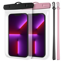 [소니zv 1방수팩] 하나디자인 스마트폰 방수팩 + 넥스트랩 2개 세트, 블랙+핑크
